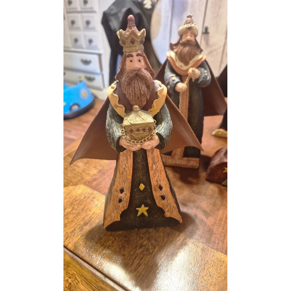 Rustic Nativity Set 9 Piece Folk Art Christmas Nativity Scene Farmhouse Holiday - Picture 12 of 16